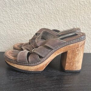 Bongo ChunkyVintage Leather Sandals Size Heels‎ Y2K Size 7.5